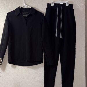 Figs Black Jogger Scrub Pants with Contrast Drawstrings